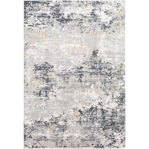 2.5' x 5' Abstract Patterned Gray and Black Rectangular Area Throw Rug - IMAGE 1