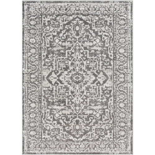 5'3" x 7'3" Mandala Pattern Gray Machine Woven Area Rug - IMAGE 1