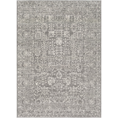 3.9' x 5.5' Distressed Finish Gray and Beige Rectangular Area Throw Rug - IMAGE 1