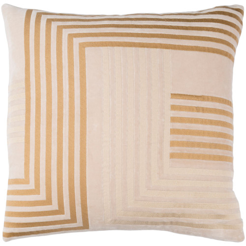 18" Sepia Beige and Brown Embroidered Square Throw Pillow - Poly Filled - IMAGE 1