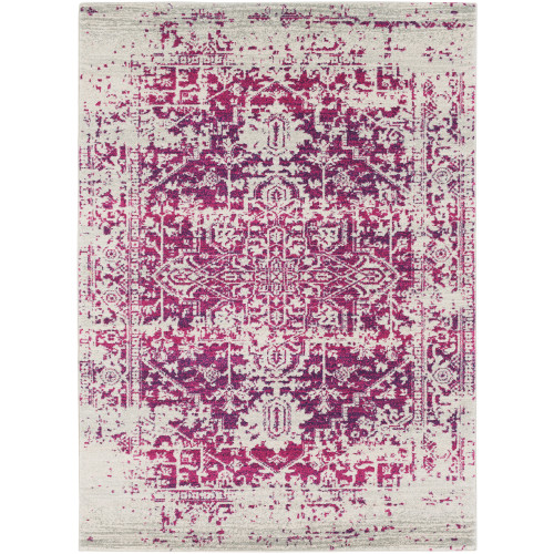 3.9' x 5.5' Traditional Style Pink and Beige Rectangular Area Throw Rug - IMAGE 1