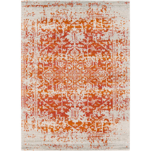 3.9' x 5.5' Traditional Style Orange and Beige Rectangular Area Throw Rug - IMAGE 1