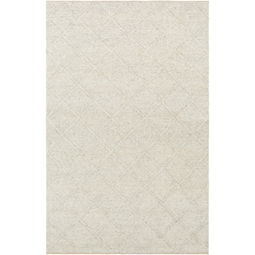 2' x 3' Braided Textured Ivory Hand Woven Rectangular Wool Area Throw Rug - IMAGE 1