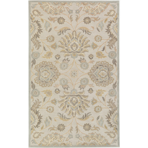 2’ x 3’ Floral Pattern Brown Rectangular Wool Area Rug - IMAGE 1