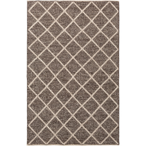 2' x 3' Braided Textured Coffee Brown and Beige Hand Woven Rectangular Wool Area Throw Rug - IMAGE 1