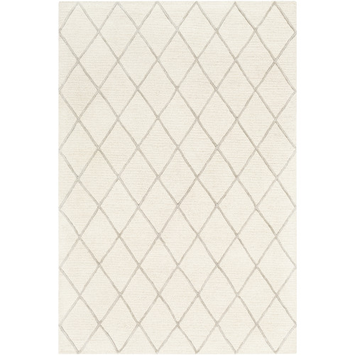 5' x 7.5' Diamond Patterned Beige and Gray Rectangular Area Throw Rug - IMAGE 1