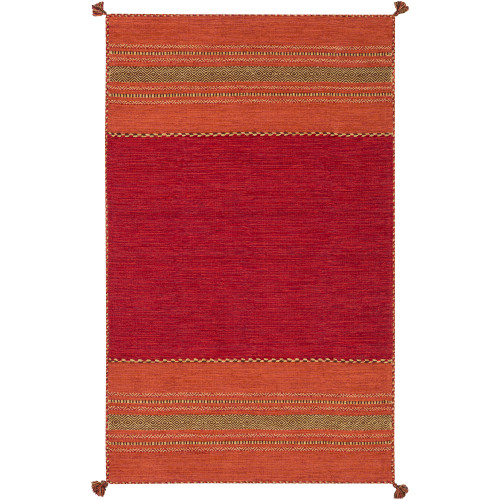 6' x 9' Moroccan Design Red and Brown Rectangular Hand Woven Area Rug - IMAGE 1