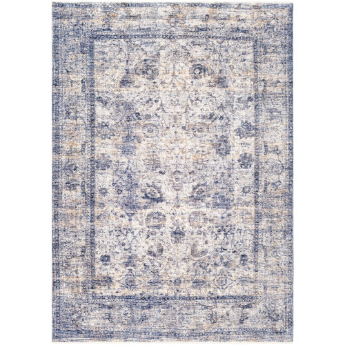 3.25' x 5' Distressed Finish Flint Gray and Ivory Rectangular Area Throw Rug - IMAGE 1