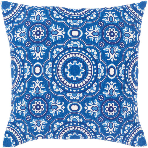 18" Teal Blue and White Square Throw Pillow - Down Filler - IMAGE 1