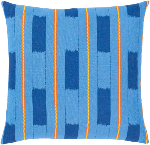 18" Blue and Orange Square Throw Pillow - Down Filler - IMAGE 1