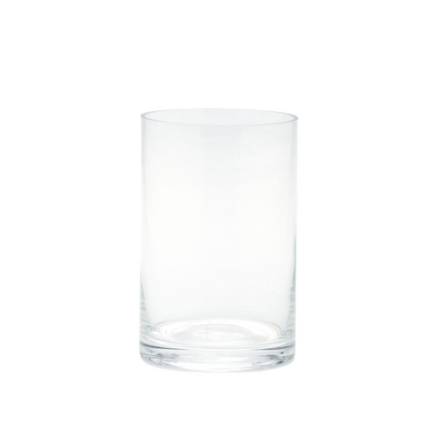 Hand Blown Cylindrical Glass Candle Holder - 6" - Clear - IMAGE 1