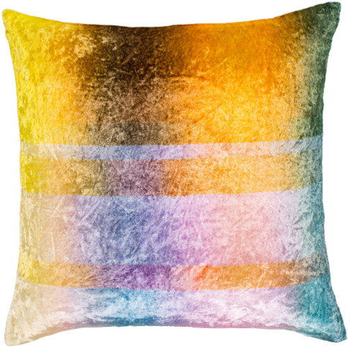 22" Yellow and Brown Crushed Velvet Square Throw Pillow Cover - IMAGE 1