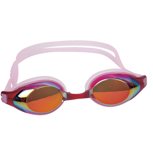 7" Pink Mirrored Competition Swimming Goggles - IMAGE 1