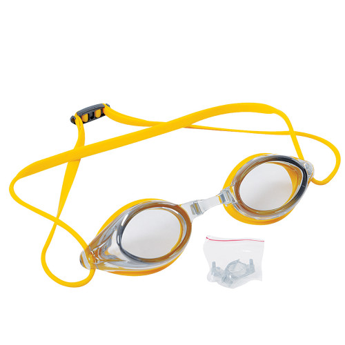 7" Yellow Competition Swimming Pool Goggles - IMAGE 1