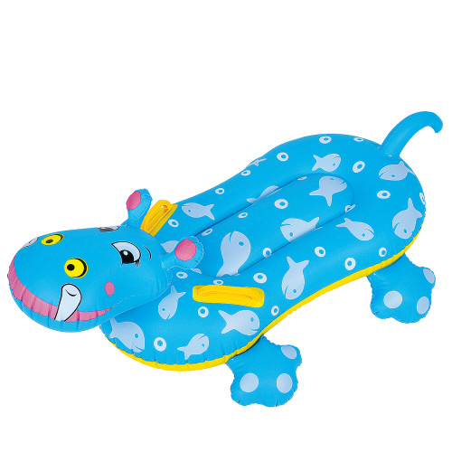 3' Blue Children's Inflatable Hippo Swimming Pool Rider - IMAGE 1