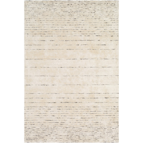 9' x 13' Stripped Beige and Black Rectangular Area Throw Rug - IMAGE 1