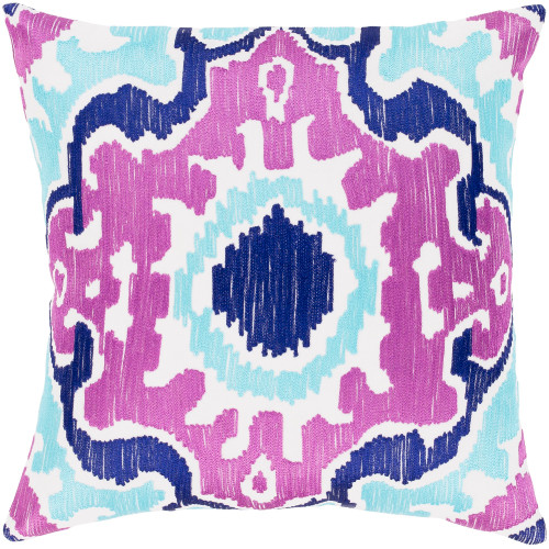 18" Purple and Ivory Machine Embroidery Square Throw Pillow with Knife Edge - Polyester Filler - IMAGE 1