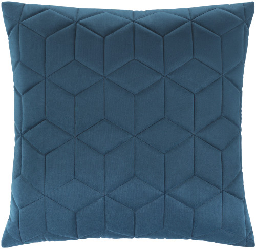 22" Blue Geometric Square Throw Pillow with Knife Edge - Down Filler - IMAGE 1