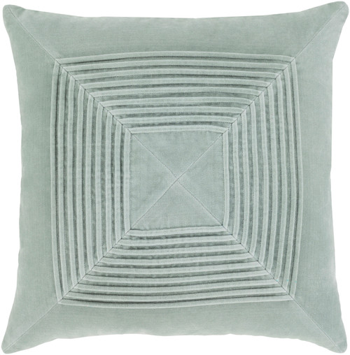 18" Gray Pleated Square Throw Pillow with Knife Edge - Down Filler - IMAGE 1