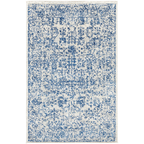 2' x 3' Traditional Style Beige and Blue Rectangular Area Throw Rug - IMAGE 1