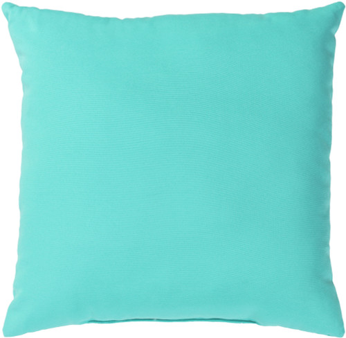 16" Aqua Blue Square Throw Pillow Cover with Piping Trim - IMAGE 1