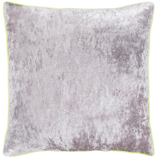 18" Gray and Yellow Crushed Velvet Square Throw Pillow - Down Filler - IMAGE 1