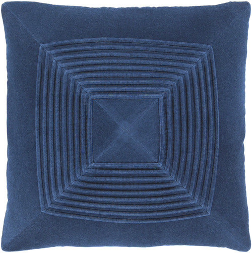 22" Navy Blue Pleated Seamless Pattern Square Throw Pillow Cover - IMAGE 1