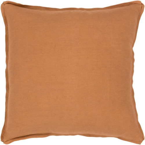 18" Solid Orange Finish Square Woven Throw Pillow Cover with Flange Edge - IMAGE 1
