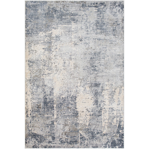 2' x 3' Gray and Ivory Distressed Floral Rectangular Area Throw Rug - IMAGE 1