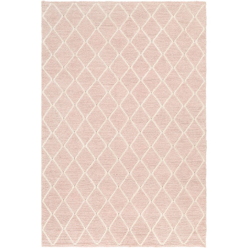 9' x 13' Geometric Pink and Cream White Rectangular Area Throw Rug - IMAGE 1