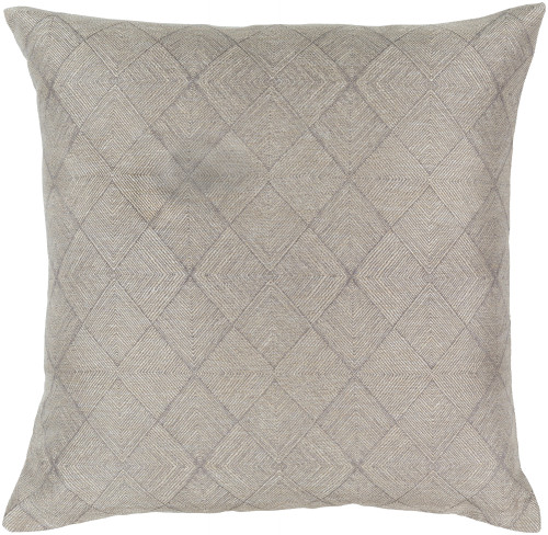 18" Gray and Beige Geometric Square Throw Pillow - Down Filled - IMAGE 1