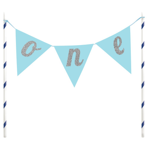 Club Pack of 12 Blue and White Sparkling Cake Toppers 9" - IMAGE 1