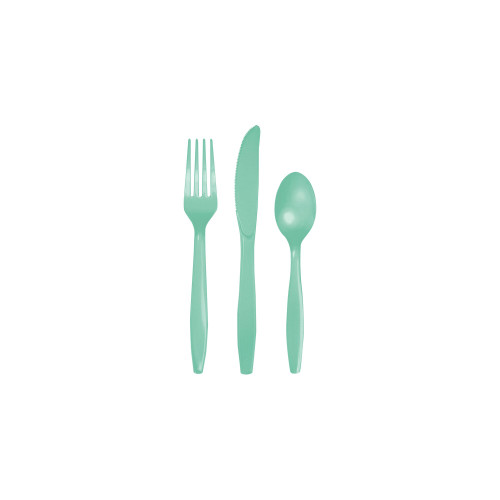3-Piece Disposable Party Cutlery Sets - Mint Green - Club Pack of 216 - IMAGE 1