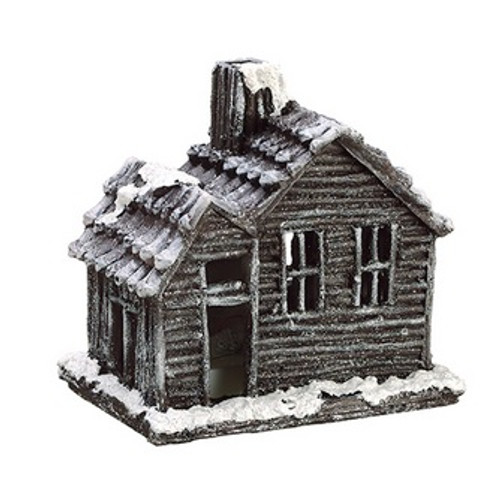 Country Cabin Lighted Glittered Snowed Flocked House Table Top Christmas Decoration 7" - IMAGE 1
