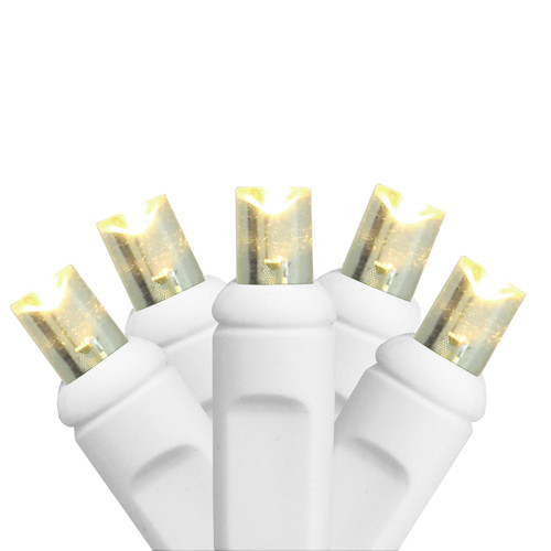 35 Warm White LED Wide Angle Mini Christmas Lights - 11.5 ft White Wire - IMAGE 1