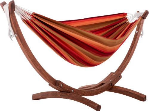 102” Orange Striped Sunbrella Brazilian Style Hammock with Stand - IMAGE 1