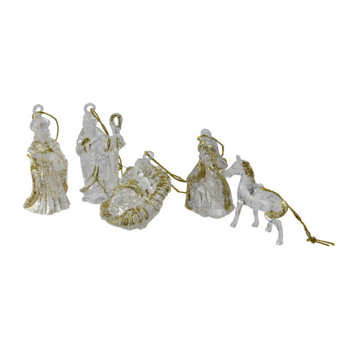 432ct White and Gold Glittered Nativity Figurine Christmas Ornaments 3" - IMAGE 1