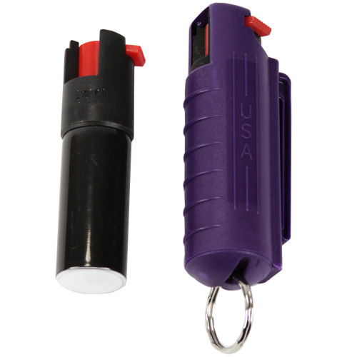 Pepper Spray with Hard Case Key Ring Belt Clip - Purple (0.5 oz) - IMAGE 1