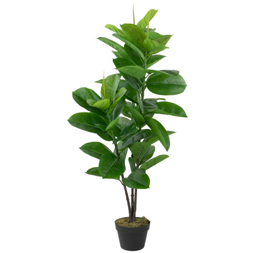 51" Artificial Green and Brown Potted Rubber Plant - IMAGE 1