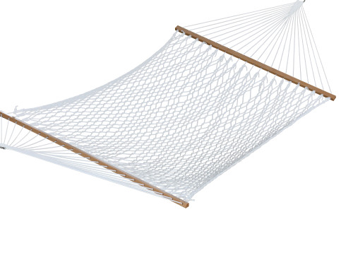 144” White Adjustable Two Person Cotton Rope Hammock - IMAGE 1
