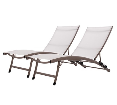 2 Piece White Aluminium Outdoor Patio Lounge Chair Set 71” - IMAGE 1