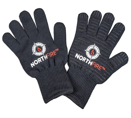 8” Black Heavy Duty Heat Resistant Cotton Grilling Gloves - IMAGE 1