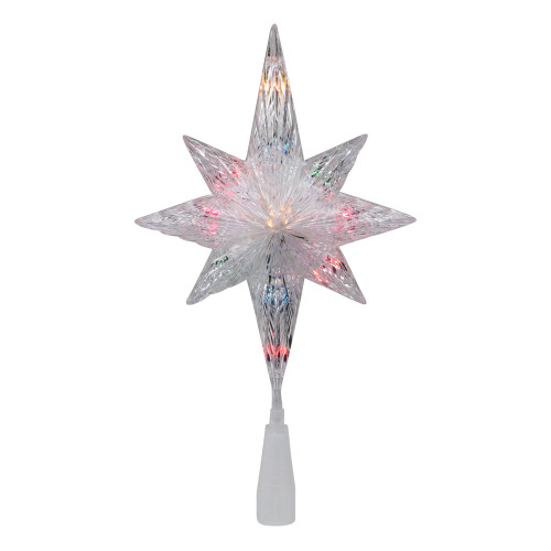 11" Lighted Clear 8 Point Star of Bethlehem Christmas Tree Topper - Multicolor Lights - IMAGE 1