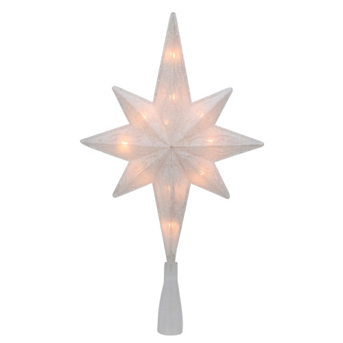 11" Lighted Frosted Clear and Rose Gold Bethlehem Star Christmas Tree Topper - Clear Lights - IMAGE 1
