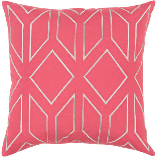 20" Strawberry Pink and Gray Geometric Square Throw Pillow Cover - IMAGE 1