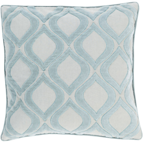 20" Cloud Blue and Sky Gray Ogee Square Throw Pillow Cover - IMAGE 1