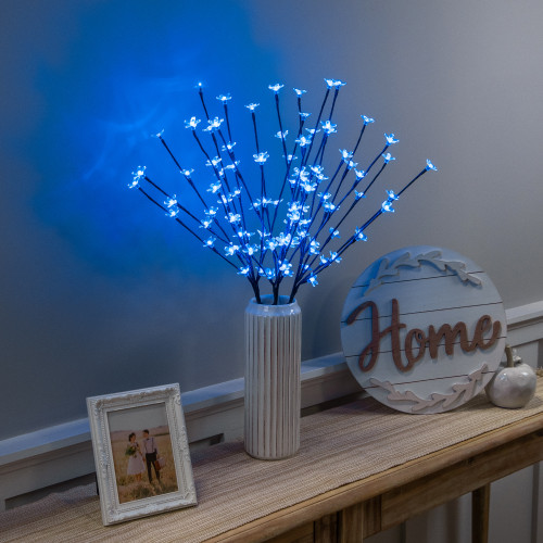 Pre-Lit Cherry Blossom Artificial Tree Branches - 2.5' - Blue LED Lights - Set of 3 - IMAGE 1