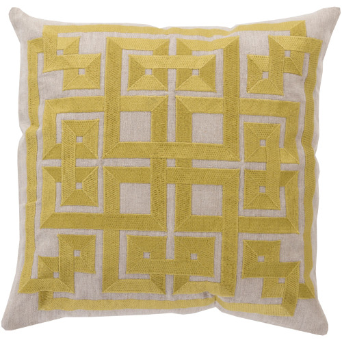 22" Lime Yellow and Gray Geometric Square Throw Pillow Cover - IMAGE 1