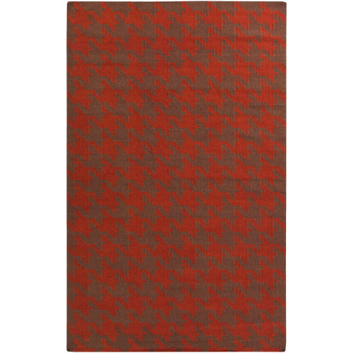 8' x 11' Contemporary Red and Brown Rectangular Area Throw Rug - IMAGE 1
