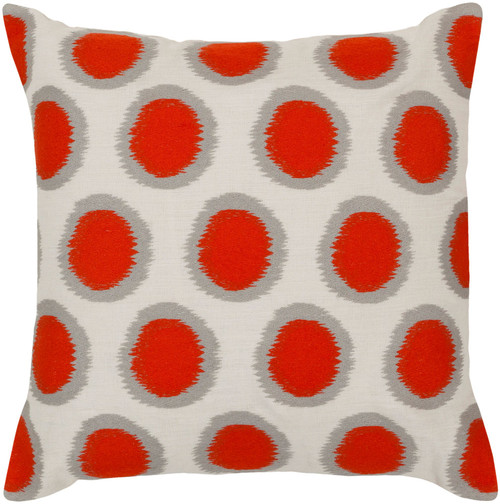 22" Orange and Gray Polka Dotted Square Throw Pillow Cover - IMAGE 1